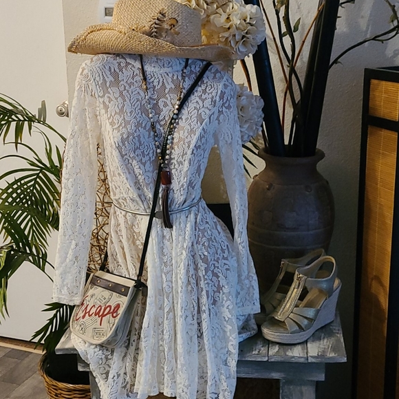 TODAY FREE PEOPLE SHEER LACE MIDI SP DRESS - Picture 17 of 17